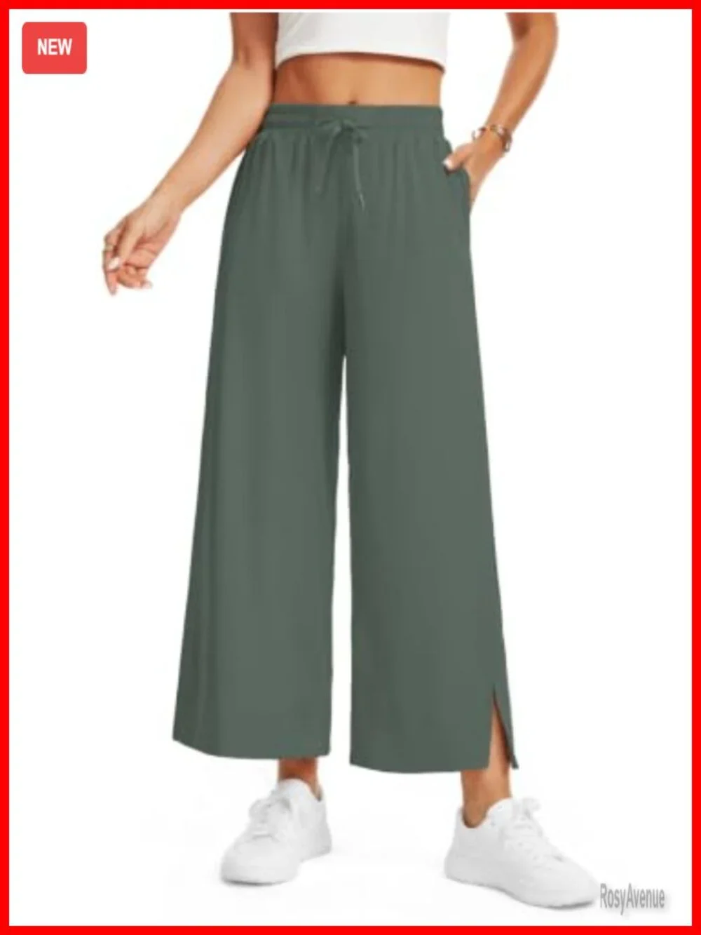 High Waisted Wide Leg Ankle Pants Lightweight Casual Dressy Trousers